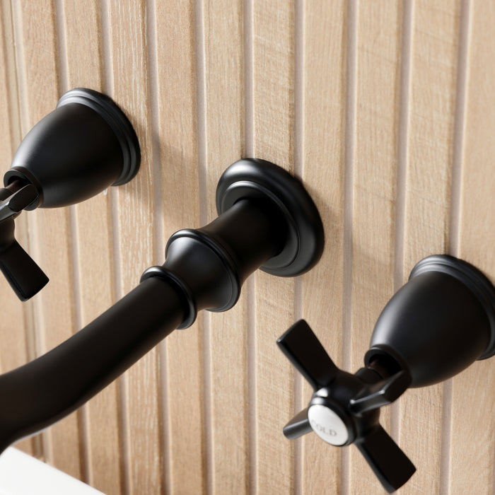 Kingston Tulare KS5020ZX - Millennium Two-Handle 3-Hole Wall Mount Tub Faucet, Matte Black