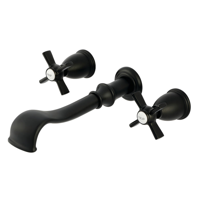 Kingston Tulare KS5020ZX - Millennium Two-Handle 3-Hole Wall Mount Roman Tub Faucet, Matte Black