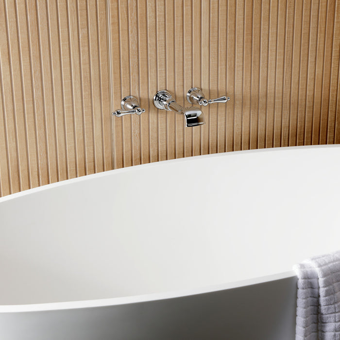 Kingston Heirloom KS5021ALTwo-Handle 3-Hole Wall Mount Roman Tub Faucet, Polished Chrome