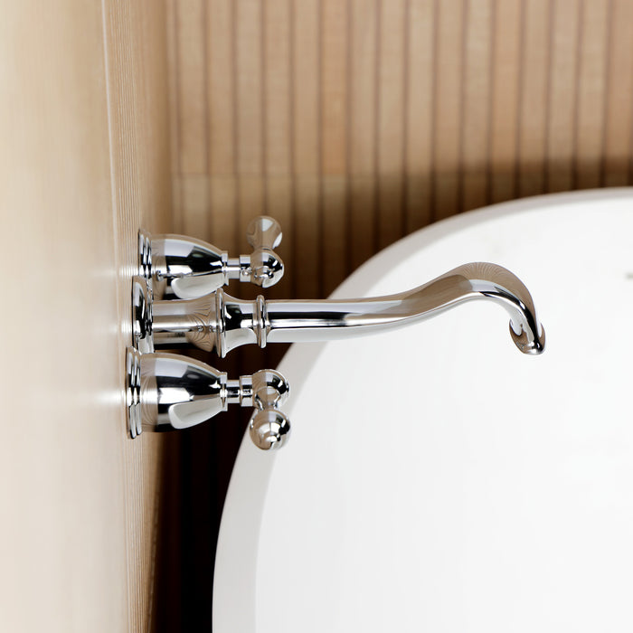 Kingston Heirloom KS5021ALTwo-Handle 3-Hole Wall Mount Roman Tub Faucet, Polished Chrome