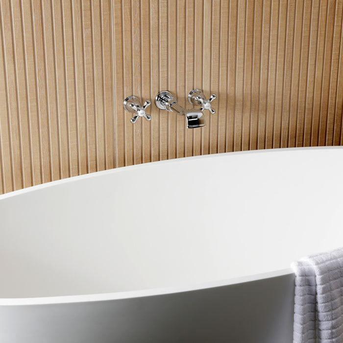 Kingston Heirloom KS5021AXTwo-Handle 3-Hole Wall Mount Roman Tub Faucet, Polished Chrome