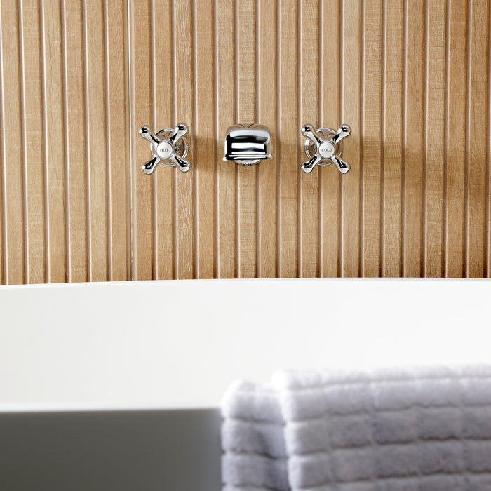 Kingston Heirloom KS5021AXTwo-Handle 3-Hole Wall Mount Roman Tub Faucet, Polished Chrome