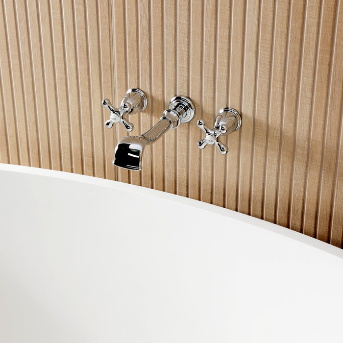 Kingston Heirloom KS5021AX Two-Handle 3-Hole Wall Mount Tub Faucet, Polished Chrome