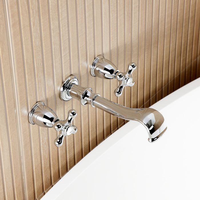 Kingston Heirloom KS5021AXTwo-Handle 3-Hole Wall Mount Roman Tub Faucet, Polished Chrome