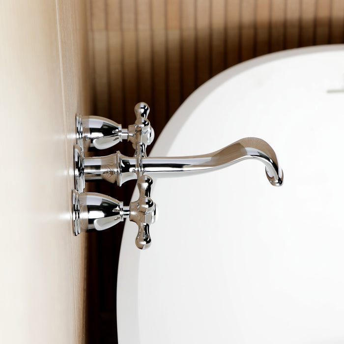 Kingston Heirloom KS5021AXTwo-Handle 3-Hole Wall Mount Roman Tub Faucet, Polished Chrome