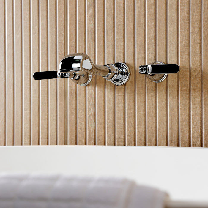 Kingston Tulare KS5021KL - Hallerbos Two-Handle 3-Hole Wall Mount Roman Tub Faucet, Polished Chrome