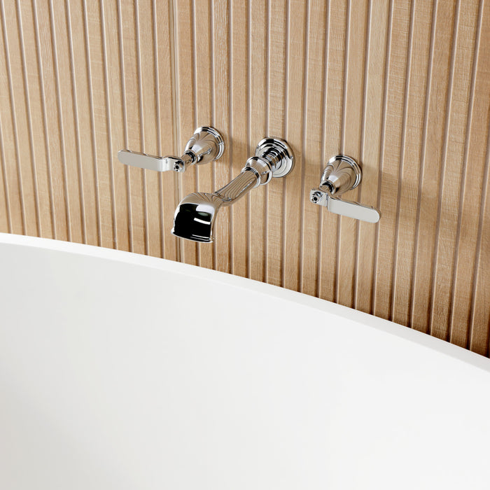 Kingston Tulare KS5021KL - Hallerbos Two-Handle 3-Hole Wall Mount Roman Tub Faucet, Polished Chrome