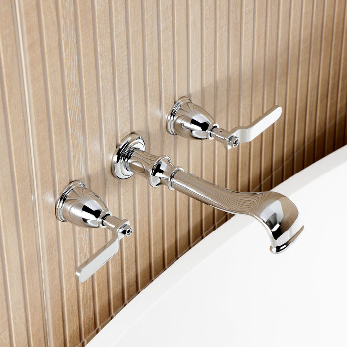 Kingston Tulare KS5021KL - Hallerbos Two-Handle 3-Hole Wall Mount Roman Tub Faucet, Polished Chrome
