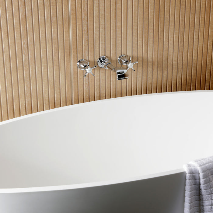 Kingston Heirloom KS5021NX - Hamilton Two-Handle 3-Hole Wall Mount Tub Faucet, Polished Chrome