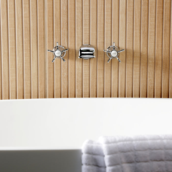 Kingston Heirloom KS5021NX - Hamilton Two-Handle 3-Hole Wall Mount Roman Tub Faucet, Polished Chrome