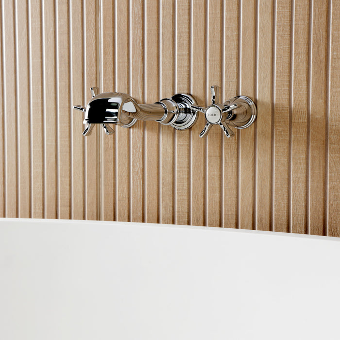 Kingston Heirloom KS5021NX - Hamilton Two-Handle 3-Hole Wall Mount Roman Tub Faucet, Polished Chrome