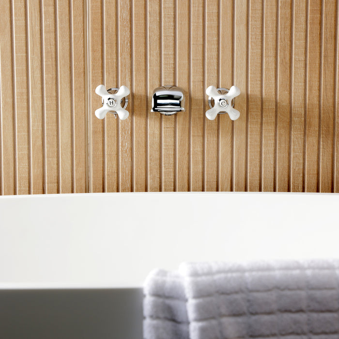 Kingston Heirloom KS5021PXTwo-Handle 3-Hole Wall Mount Roman Tub Faucet, Polished Chrome