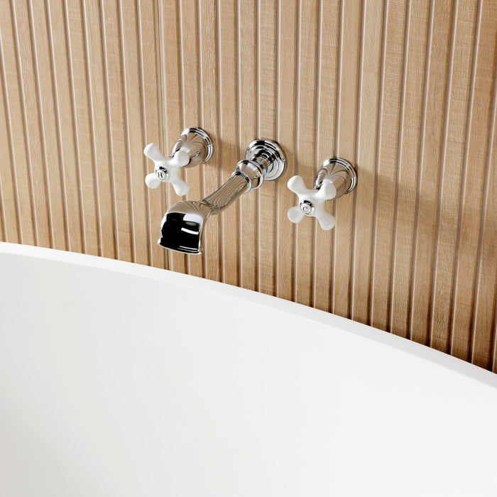 Kingston Heirloom KS5021PX Two-Handle 3-Hole Wall Mount Tub Faucet, Polished Chrome