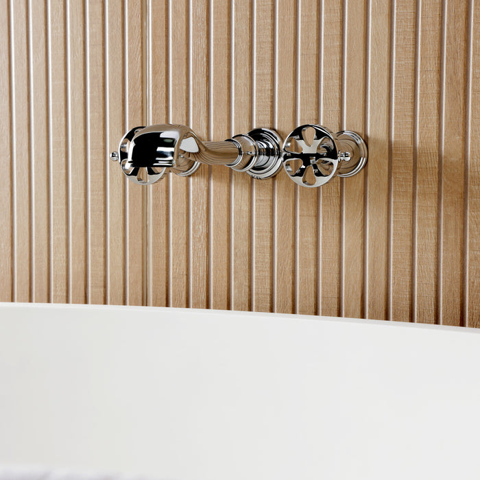 Kingston Tulare KS5021RX - Belknap Two-Handle 3-Hole Wall Mount Roman Tub Faucet, Polished Chrome