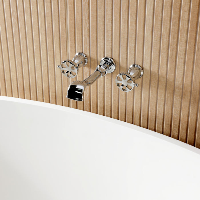 Kingston Tulare KS5021RX - Belknap Two-Handle 3-Hole Wall Mount Tub Faucet, Polished Chrome