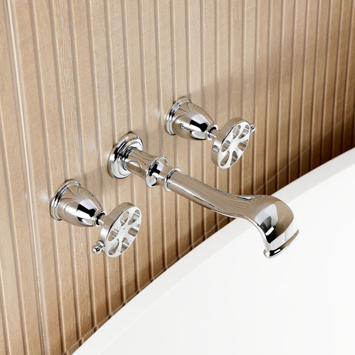 Kingston Tulare KS5021RX - Belknap Two-Handle 3-Hole Wall Mount Roman Tub Faucet, Polished Chrome