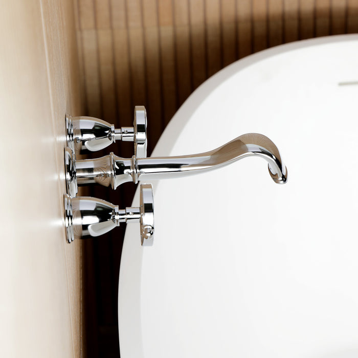 Kingston Tulare KS5021RX - Belknap Two-Handle 3-Hole Wall Mount Tub Faucet, Polished Chrome