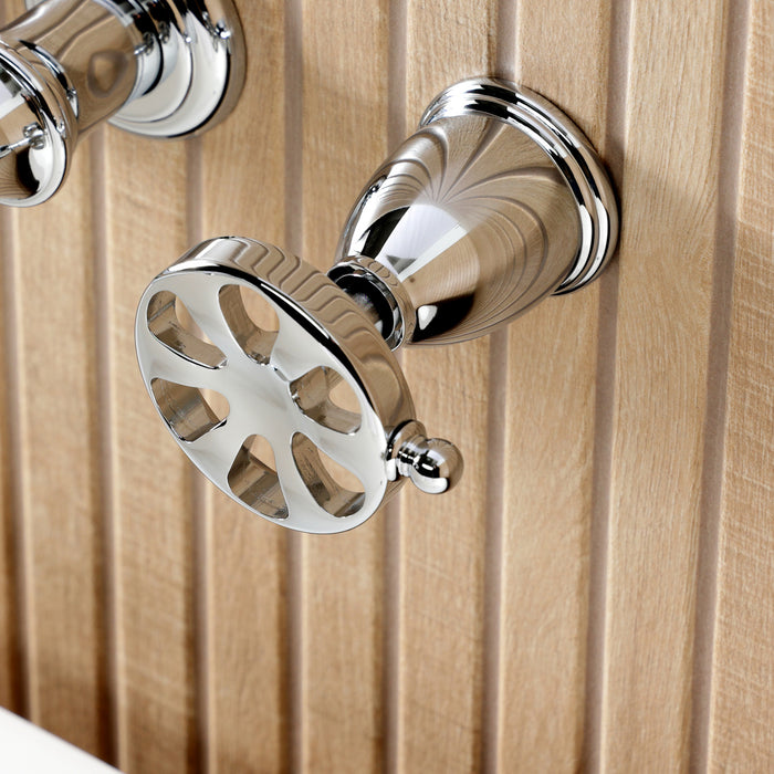 Kingston Tulare KS5021RX - Belknap Two-Handle 3-Hole Wall Mount Roman Tub Faucet, Polished Chrome