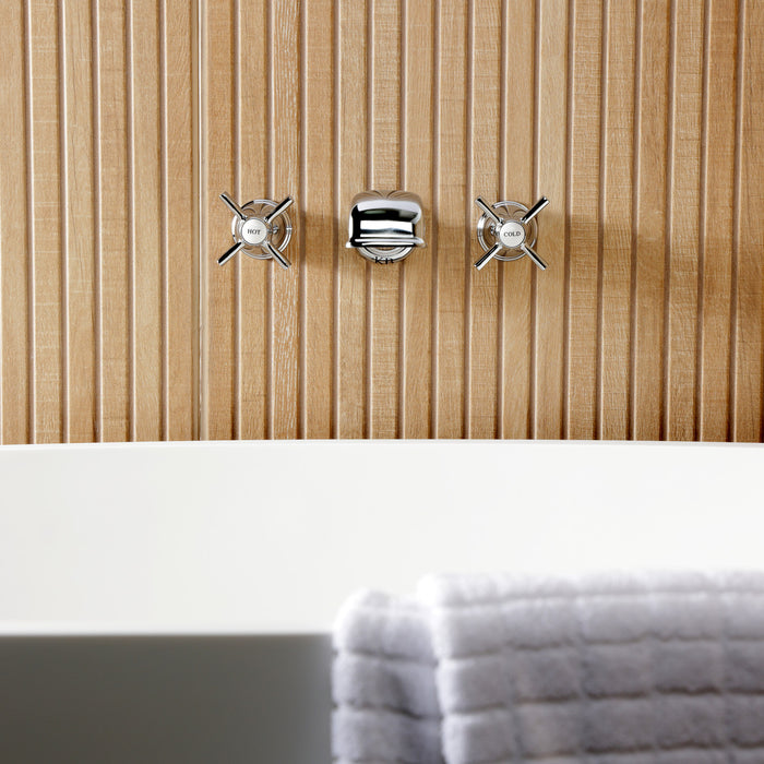 Kingston Tulare KS5021ZX - Millennium Two-Handle 3-Hole Wall Mount Roman Tub Faucet, Polished Chrome