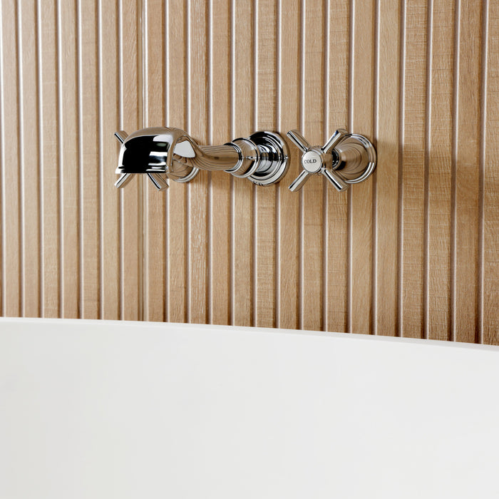 Kingston Tulare KS5021ZX - Millennium Two-Handle 3-Hole Wall Mount Roman Tub Faucet, Polished Chrome