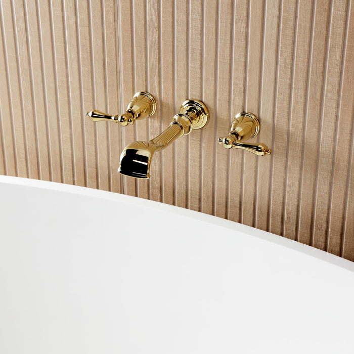Kingston Heirloom KS5022ALTwo-Handle 3-Hole Wall Mount Roman Tub Faucet, Polished Brass