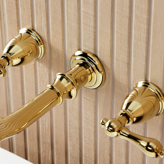 Kingston Heirloom KS5022ALTwo-Handle 3-Hole Wall Mount Roman Tub Faucet, Polished Brass
