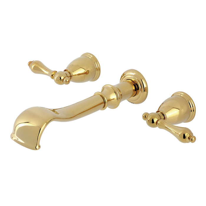 Kingston Heirloom KS5022ALTwo-Handle 3-Hole Wall Mount Roman Tub Faucet, Polished Brass