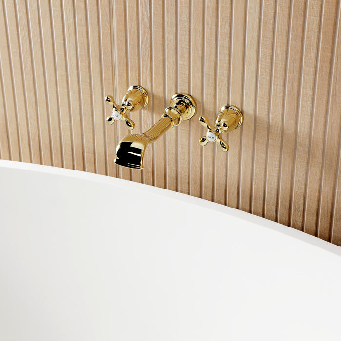 Kingston Heirloom KS5022AXTwo-Handle 3-Hole Wall Mount Roman Tub Faucet, Polished Brass