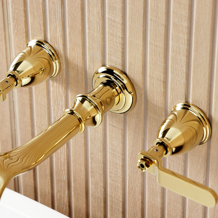 Kingston Tulare KS5022KL - Hallerbos Two-Handle 3-Hole Wall Mount Roman Tub Faucet, Polished Brass