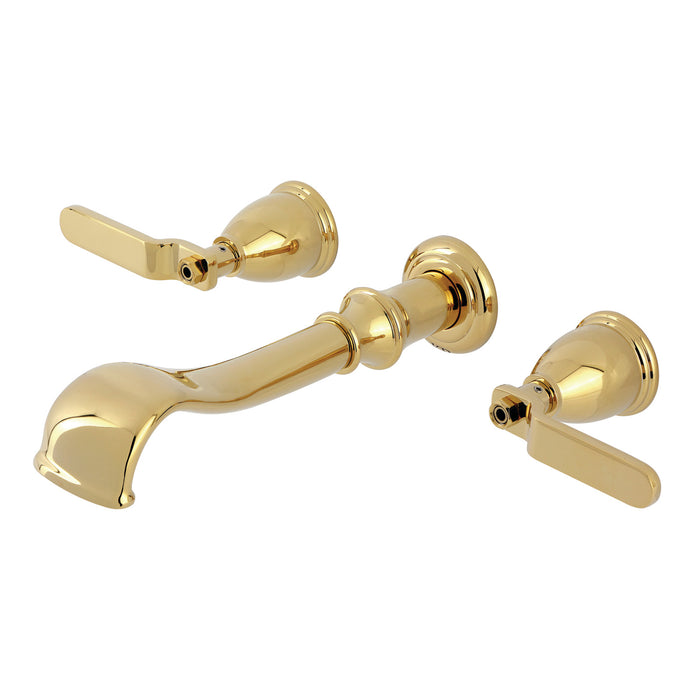 Kingston Tulare KS5022KL - Hallerbos Two-Handle 3-Hole Wall Mount Roman Tub Faucet, Polished Brass