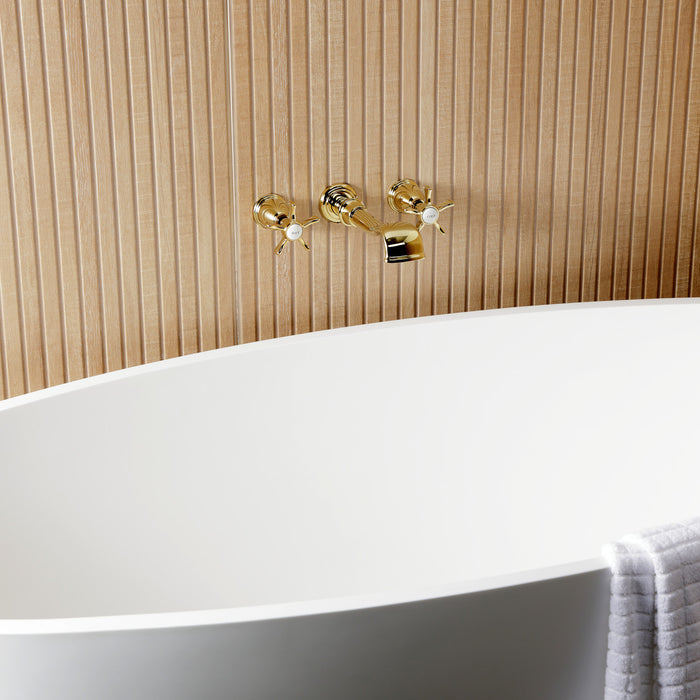 Kingston Heirloom KS5022NX - Hamilton Two-Handle 3-Hole Wall Mount Roman Tub Faucet, Polished Brass