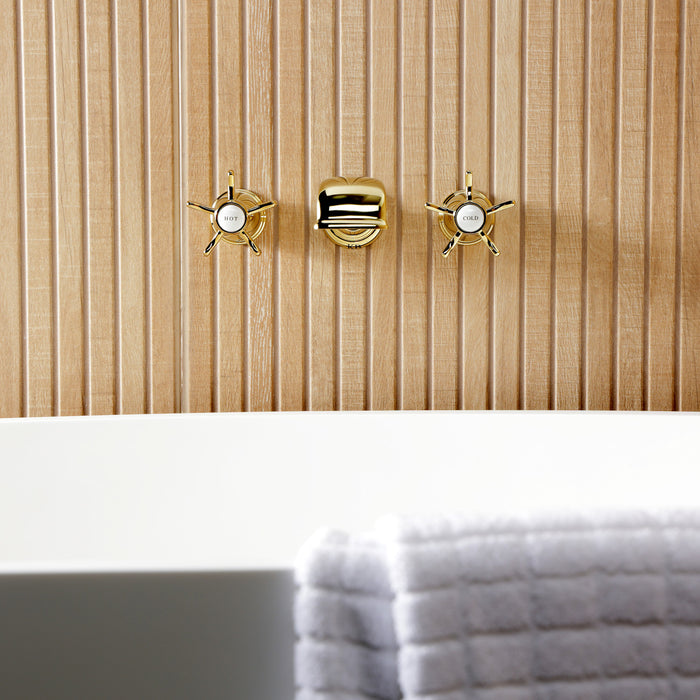 Kingston Heirloom KS5022NX - Hamilton Two-Handle 3-Hole Wall Mount Roman Tub Faucet, Polished Brass