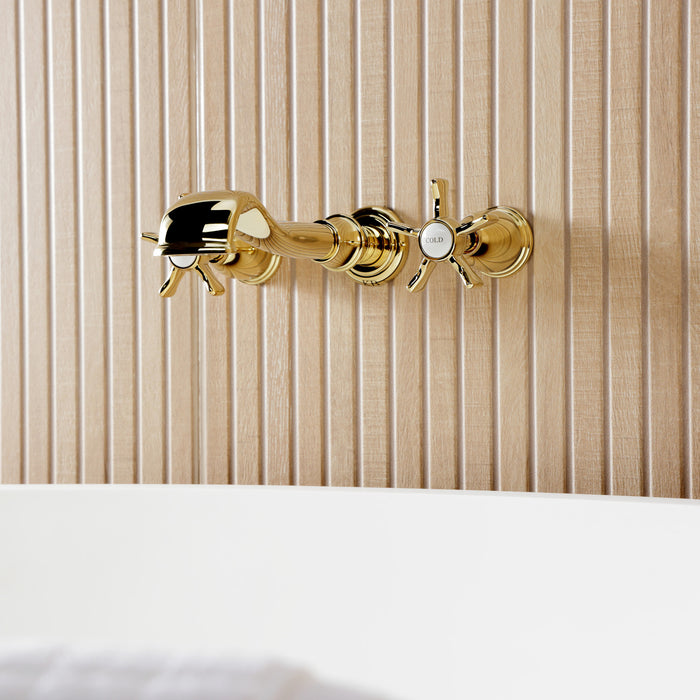 Kingston Heirloom KS5022NX - Hamilton Two-Handle 3-Hole Wall Mount Roman Tub Faucet, Polished Brass