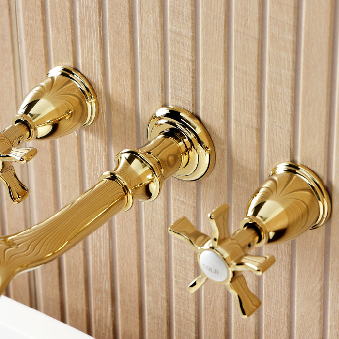 Kingston Heirloom KS5022NX - Hamilton Two-Handle 3-Hole Wall Mount Roman Tub Faucet, Polished Brass