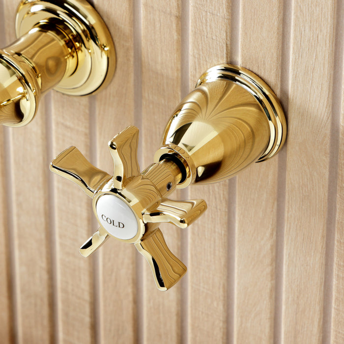 Kingston Heirloom KS5022NX - Hamilton Two-Handle 3-Hole Wall Mount Roman Tub Faucet, Polished Brass