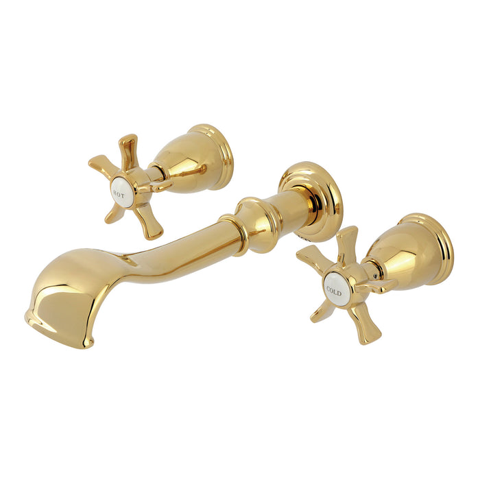 Kingston Heirloom KS5022NX - Hamilton Two-Handle 3-Hole Wall Mount Roman Tub Faucet, Polished Brass