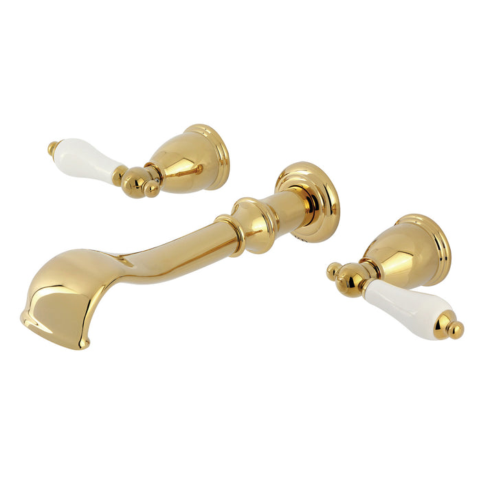 KS5022PL Two-Handle 3-Hole Wall Mount Roman Tub Faucet, Polished Brass