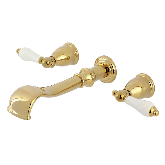 Kingston Heirloom KS5022PLTwo-Handle 3-Hole Wall Mount Roman Tub Faucet, Polished Brass