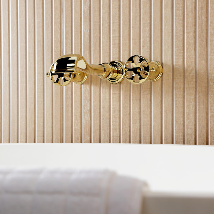 Kingston Tulare KS5022RX - Belknap Two-Handle 3-Hole Wall Mount Roman Tub Faucet, Polished Brass