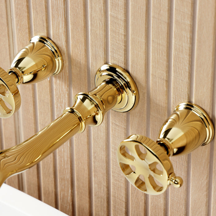 Kingston Tulare KS5022RX - Belknap Two-Handle 3-Hole Wall Mount Tub Faucet, Polished Brass