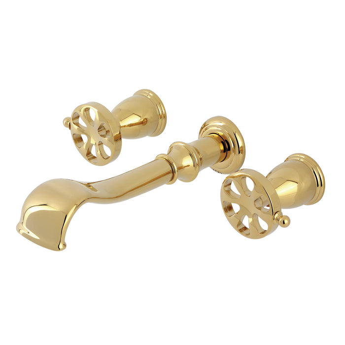 Kingston Tulare KS5022RX - Belknap Two-Handle 3-Hole Wall Mount Roman Tub Faucet, Polished Brass
