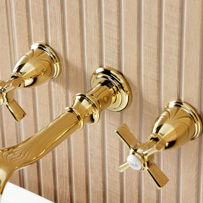 Kingston Tulare KS5022ZX - Millennium Two-Handle 3-Hole Wall Mount Roman Tub Faucet, Polished Brass
