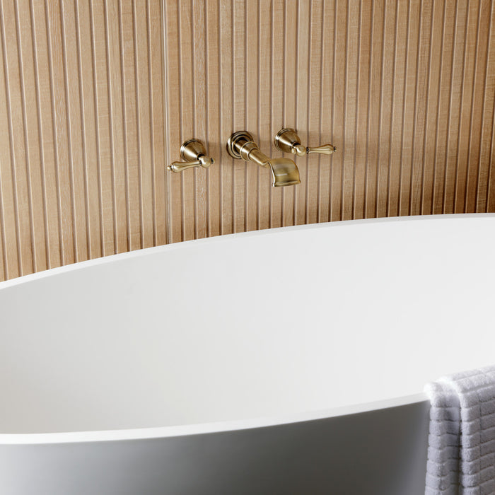 Kingston Heirloom KS5023ALTwo-Handle 3-Hole Wall Mount Roman Tub Faucet, Antique Brass