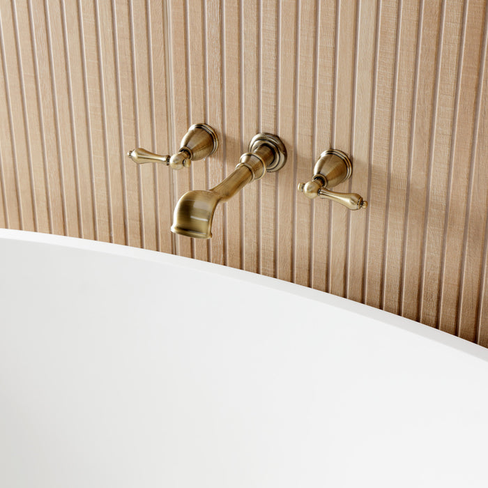 Kingston Heirloom KS5023ALTwo-Handle 3-Hole Wall Mount Roman Tub Faucet, Antique Brass