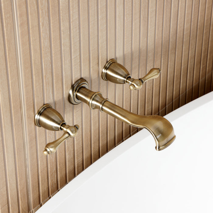 Kingston Heirloom KS5023ALTwo-Handle 3-Hole Wall Mount Roman Tub Faucet, Antique Brass
