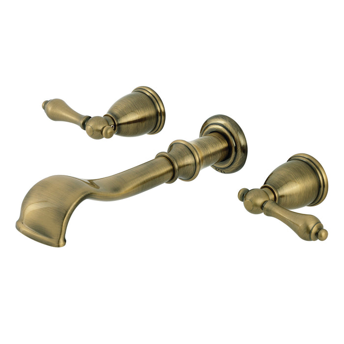 Kingston Heirloom KS5023ALTwo-Handle 3-Hole Wall Mount Roman Tub Faucet, Antique Brass