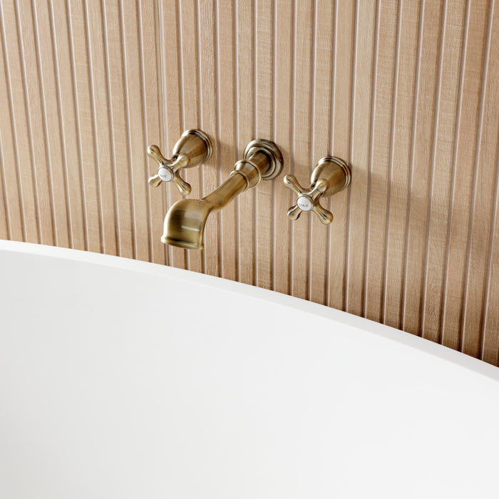 Kingston Heirloom KS5023AXTwo-Handle 3-Hole Wall Mount Roman Tub Faucet, Antique Brass