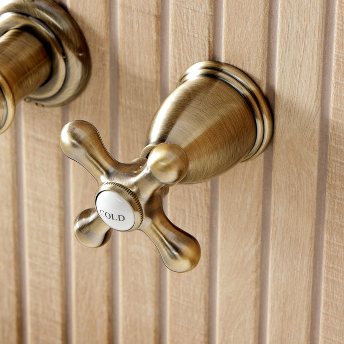 Kingston Heirloom KS5023AXTwo-Handle 3-Hole Wall Mount Roman Tub Faucet, Antique Brass