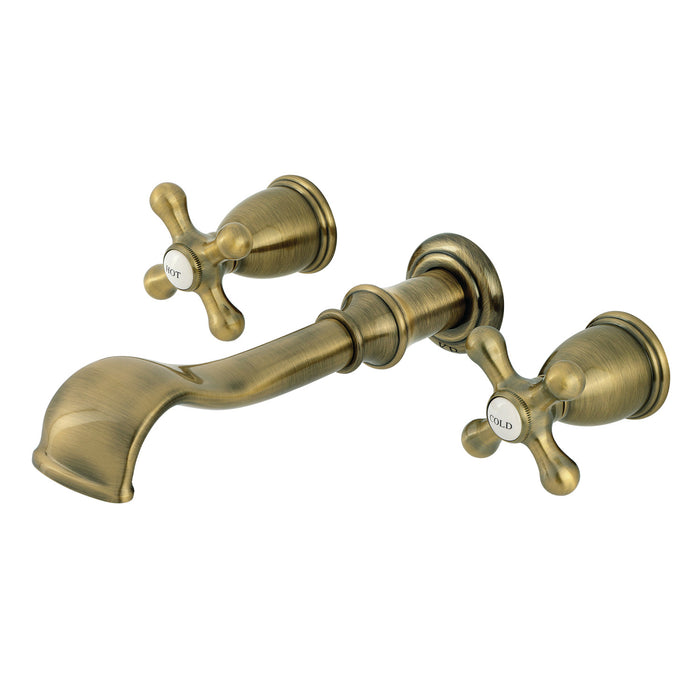 Kingston Heirloom KS5023AX Two-Handle 3-Hole Wall Mount Tub Faucet, Antique Brass