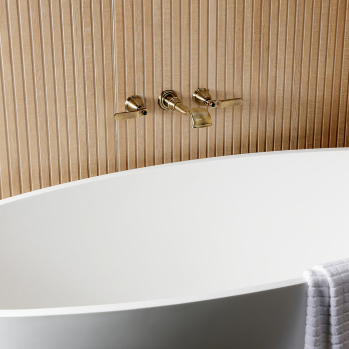 Kingston Tulare KS5023KL - Hallerbos Two-Handle 3-Hole Wall Mount Roman Tub Faucet, Antique Brass